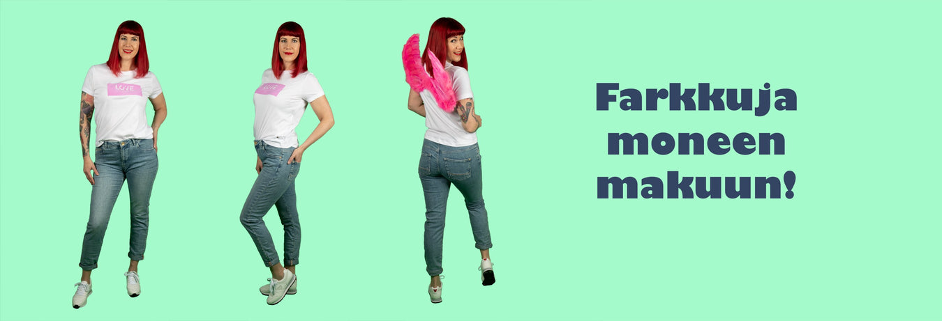 Naisten farkut, kansikuva. Farkkuja moneen makuun.