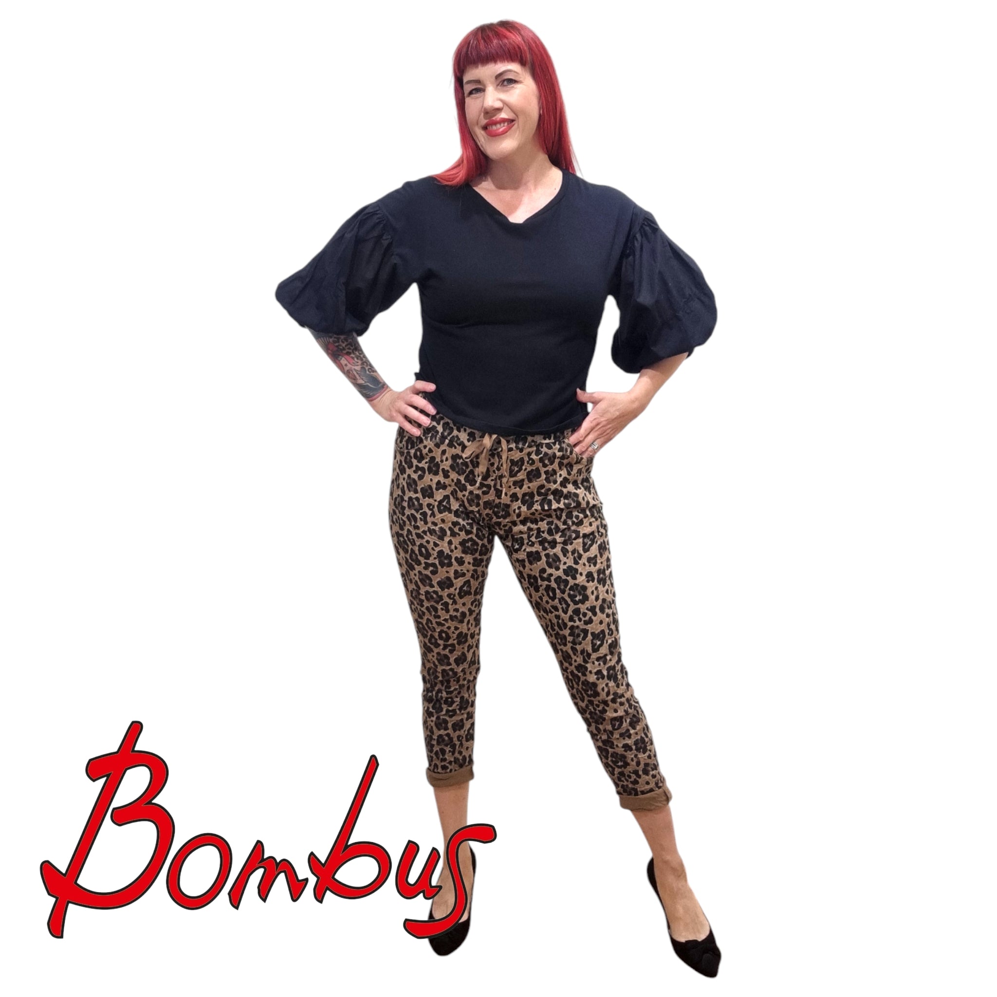 Housut, Gina Leopard Brown