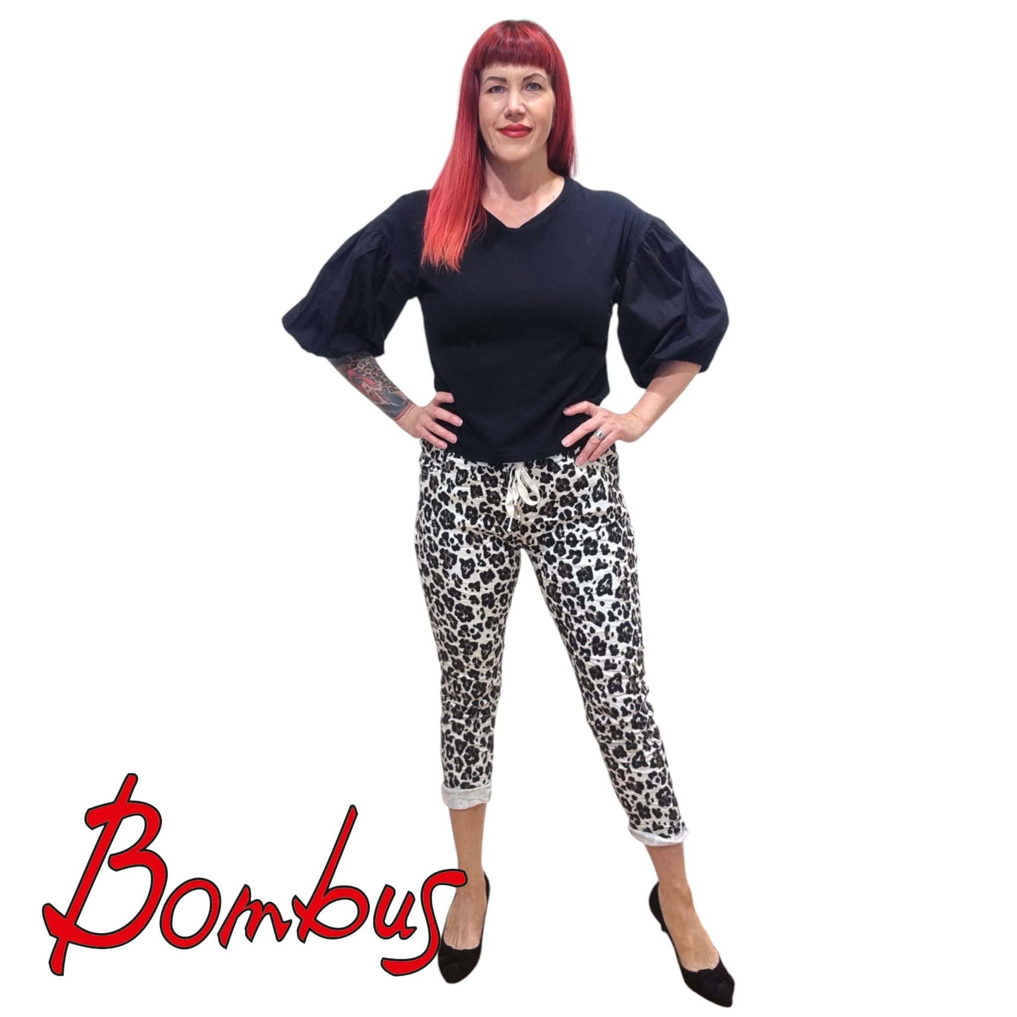 Housut, Gina Leopard Off White