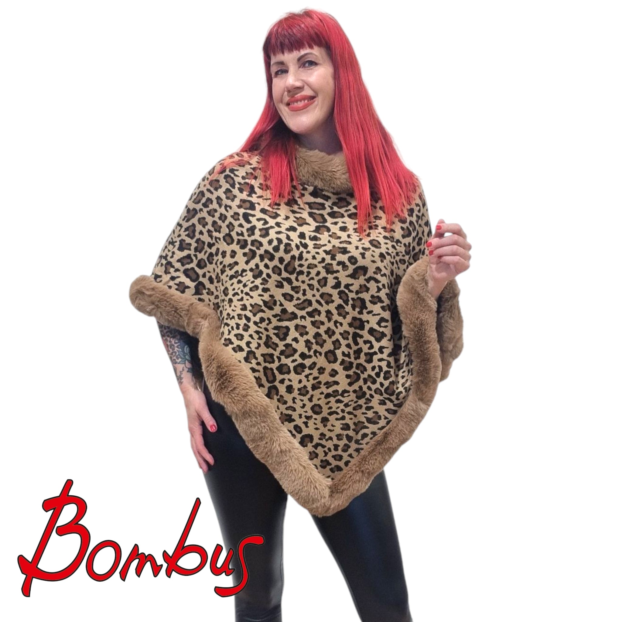 Poncho, Paola Leopard Brown