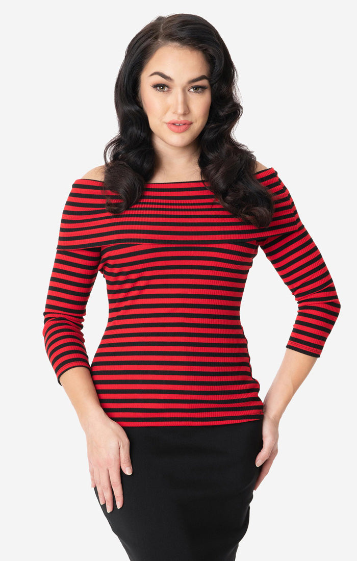 Pusero, Nina Top Red&Black Stripe