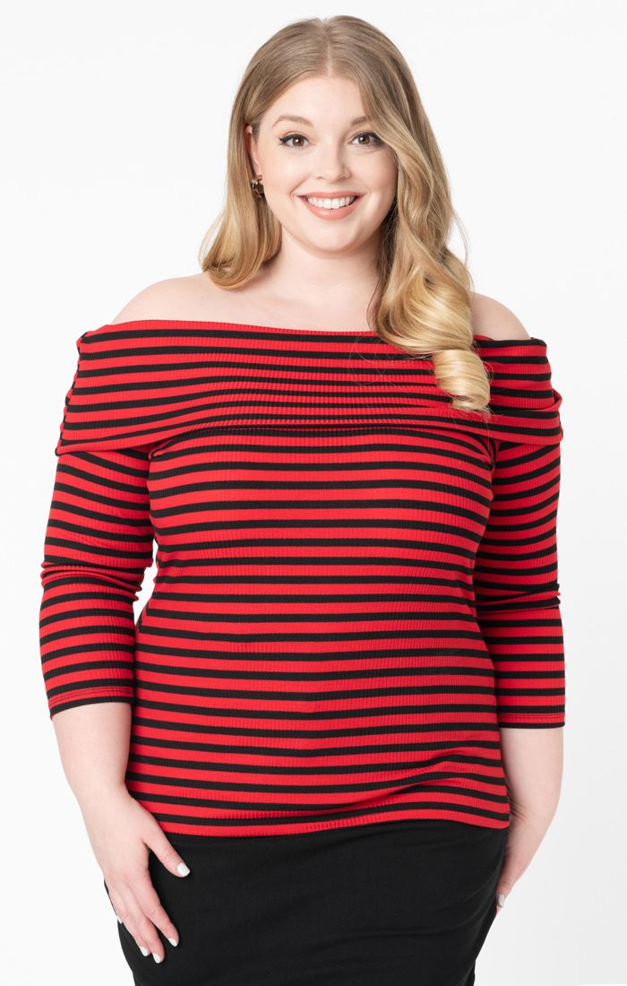 Pusero, Nina Top Red&Black Stripe