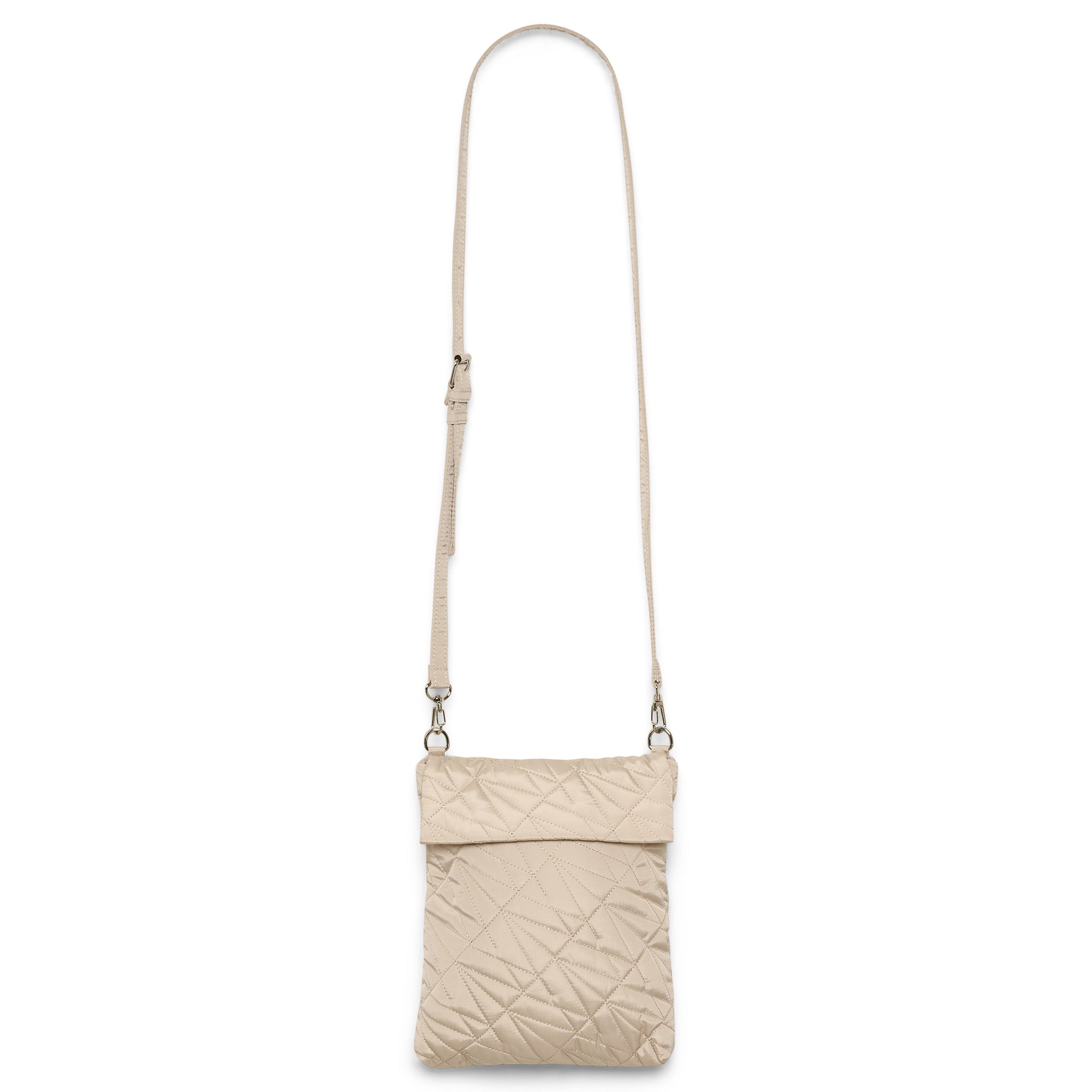 In Wear, beige tikkikankainen crossbody laukku. Etukuva 2.