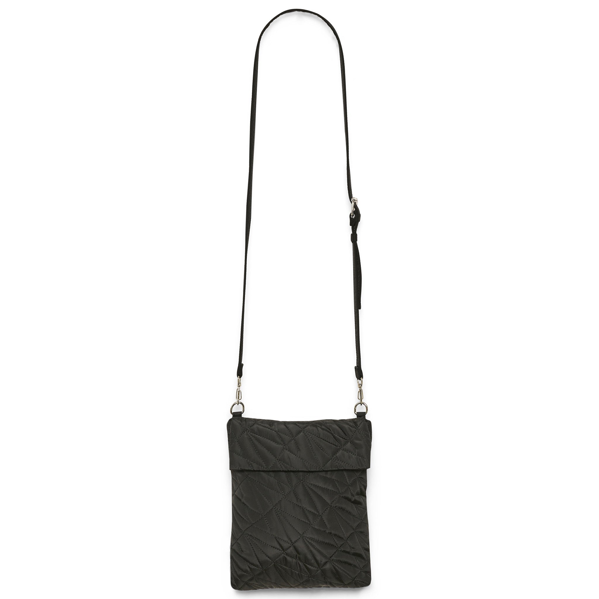 In Wear, musta tikkikankainen crossbody laukku. Etukuva 2.