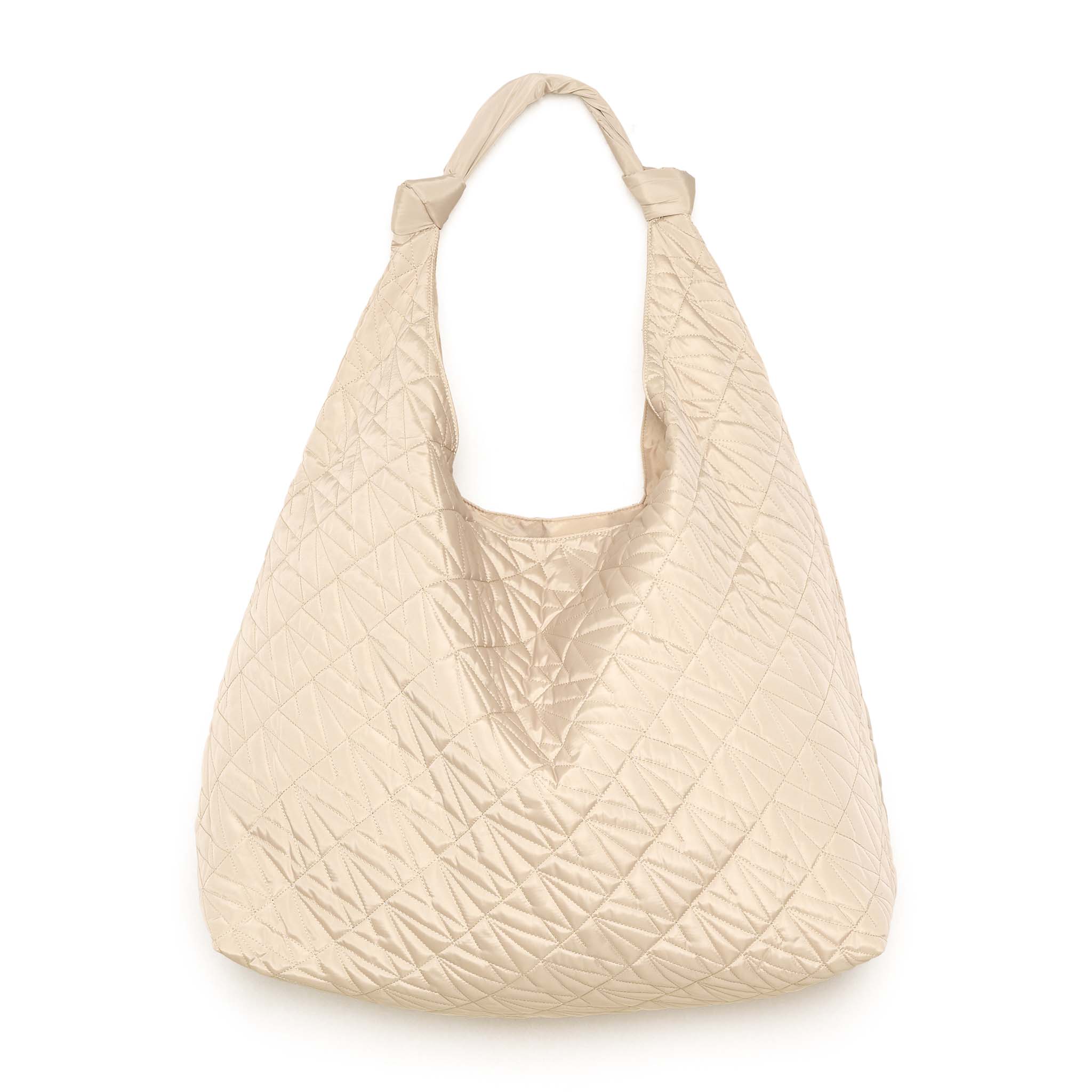 In Wear, beige tikkikankainen hobo-laukku. Etukuva.