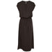 In Wear, tummanruskea pitkä hihaton mekko. Vyötärö säädettävissä nyörillä. Takakuva.