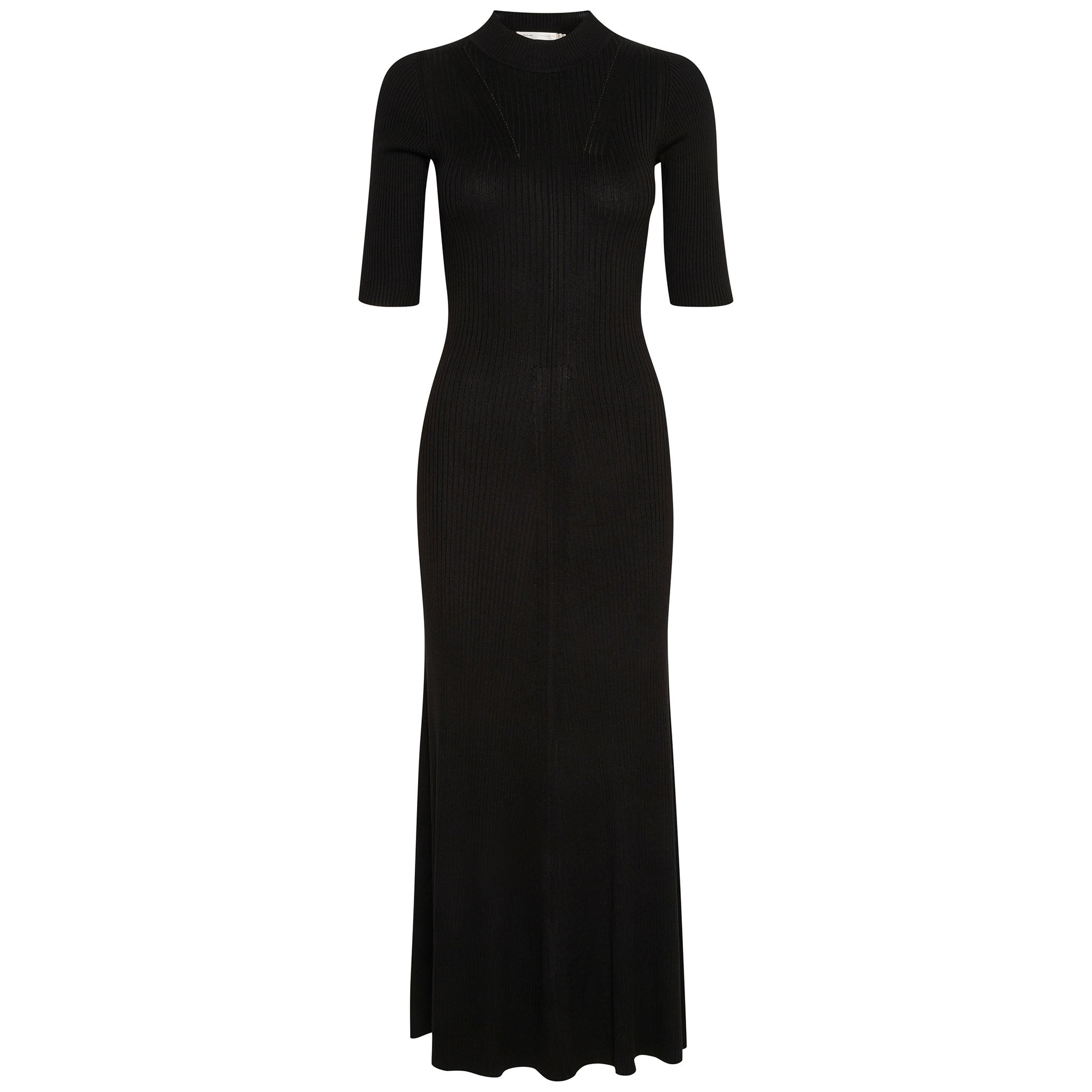 In Wear. Musta, pitkä, kapealinjainen neulemekko. Etukuva.