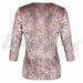 Muoti-Herrala, naisten samettinen juhlapusero, värissä vanhaa roosaa ja harmaata. Takakuva.