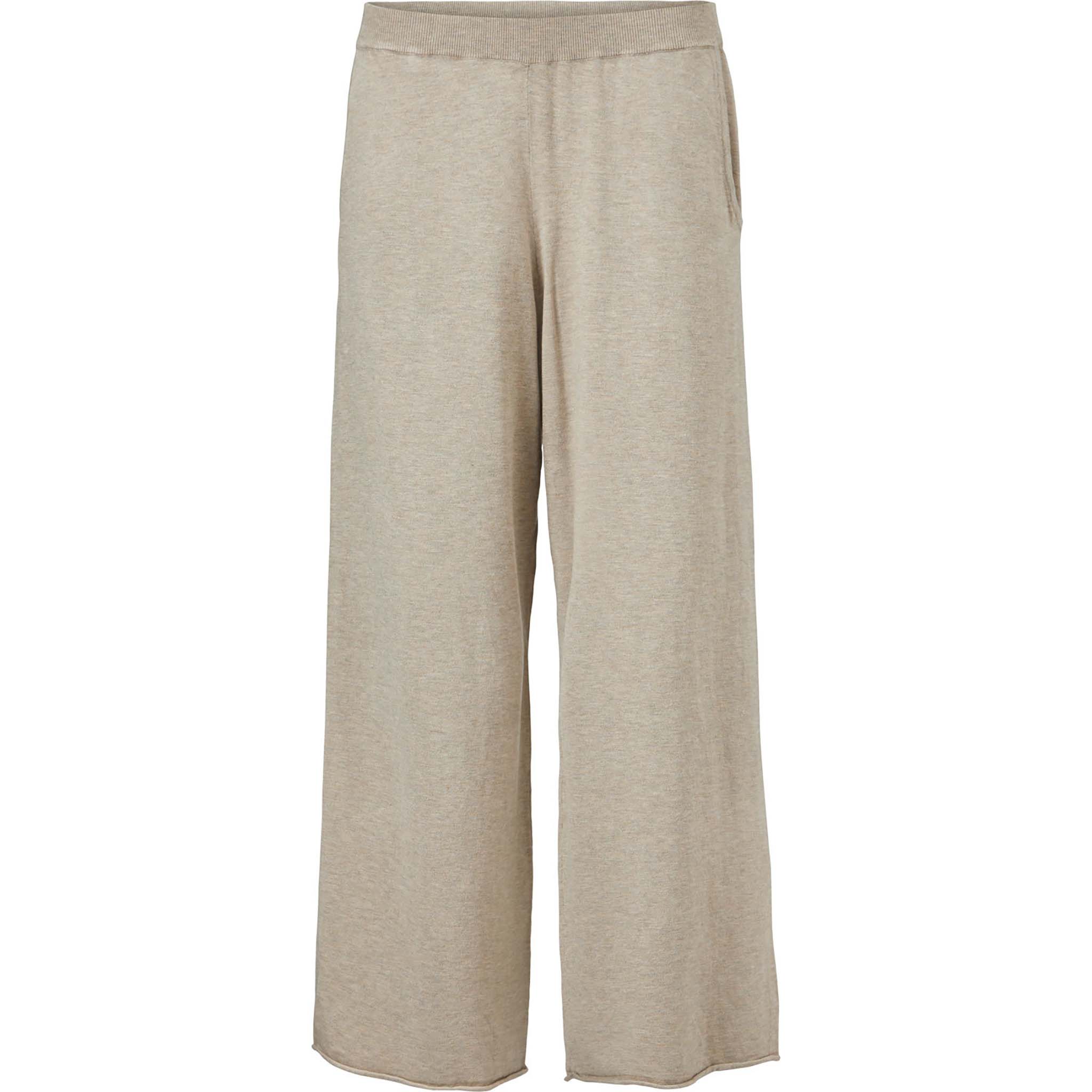 Masai, suorat väljät neulehousut. Väri meleerattu beige. Etukuva.