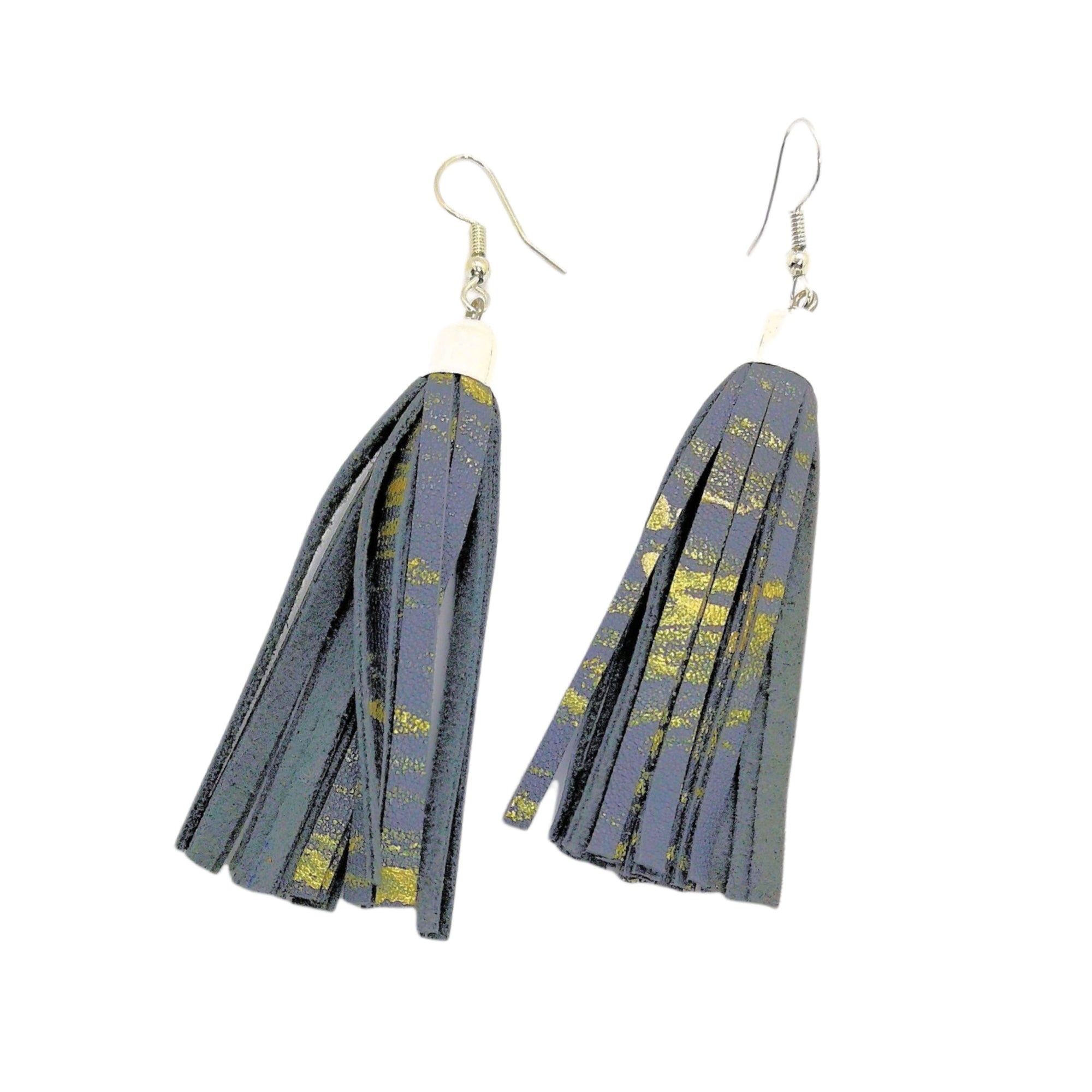 Earrings Tassel Grey Gold