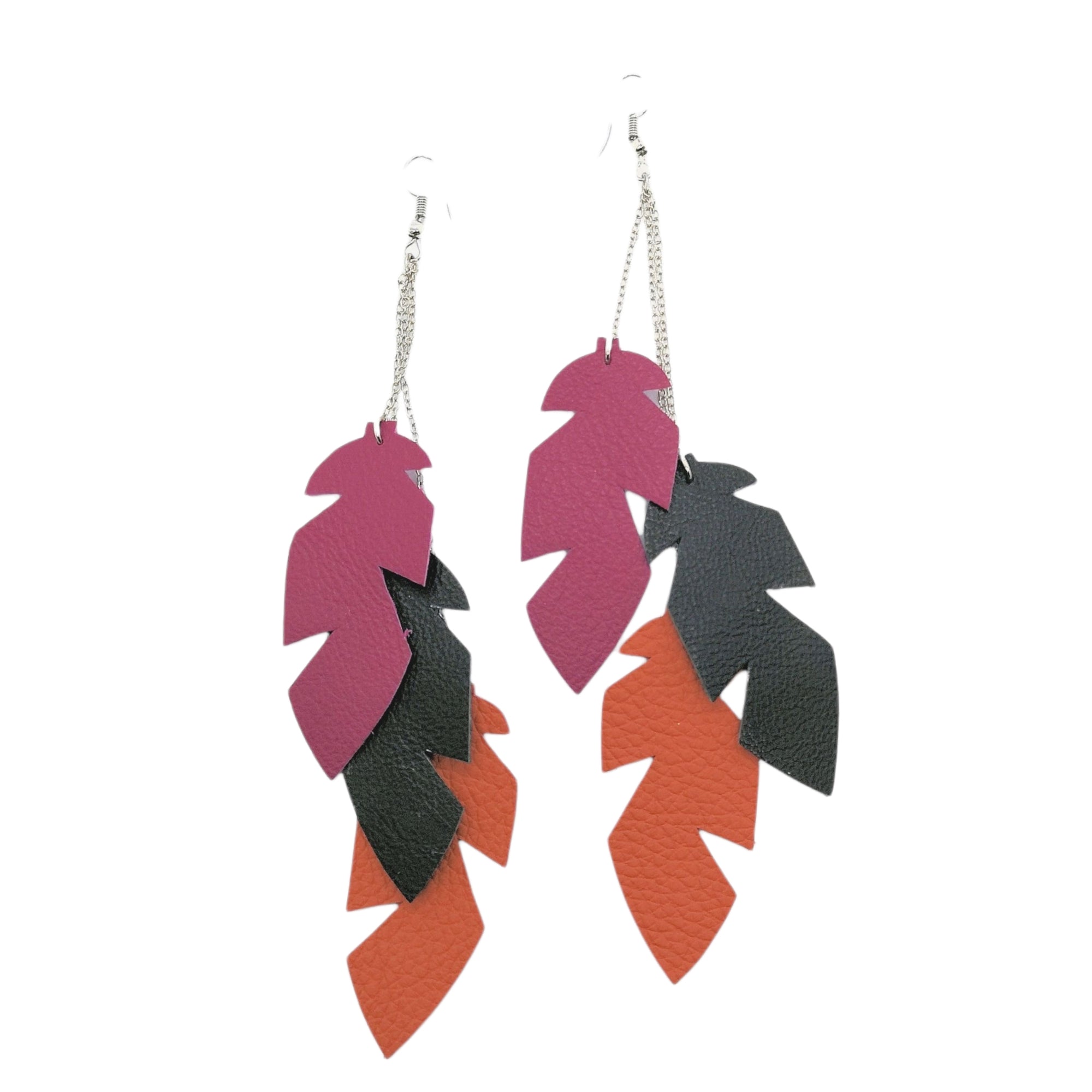 Earrings Feather Long Orange