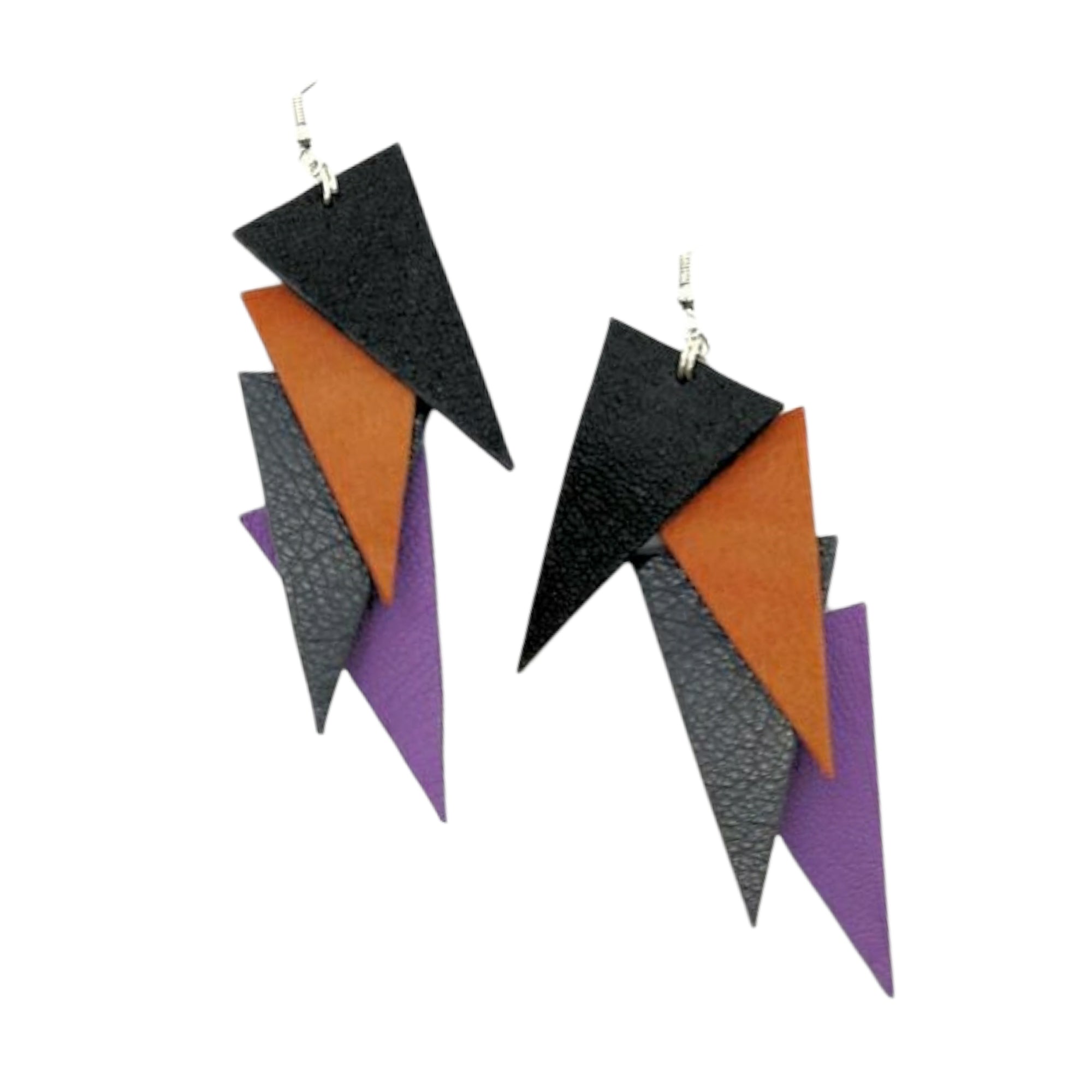 Earrings Quadruple Triangle Small Purple
