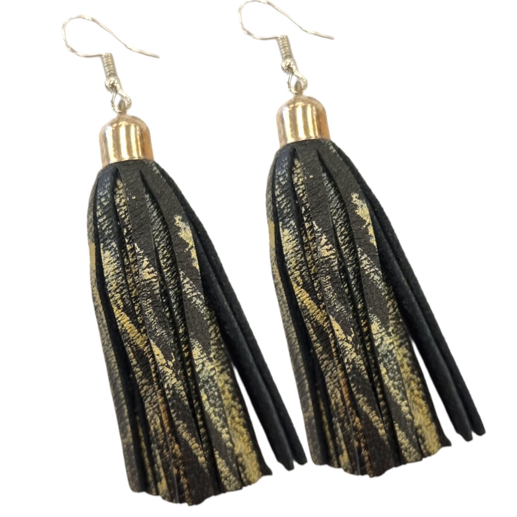 Earrings Tassel Black Gold