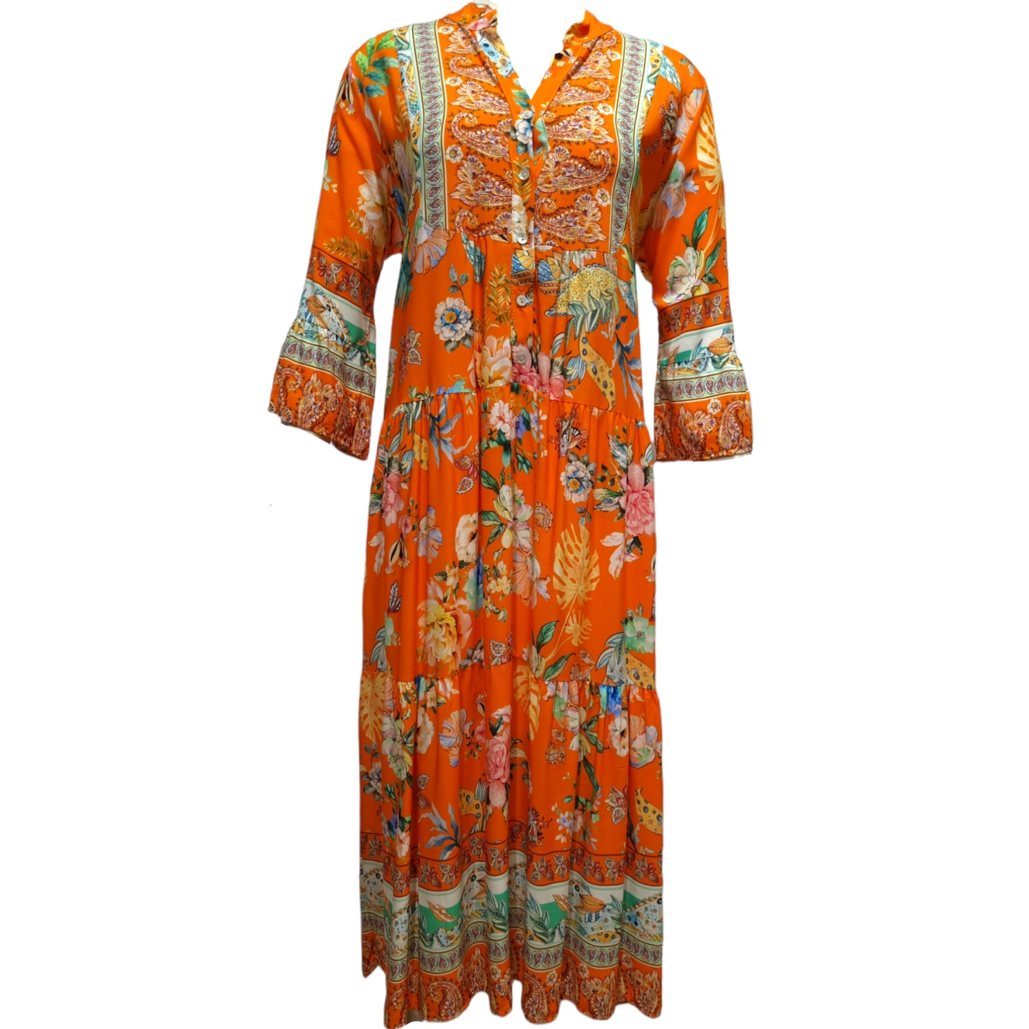 Leninki, Boho Style Orange Mid Long