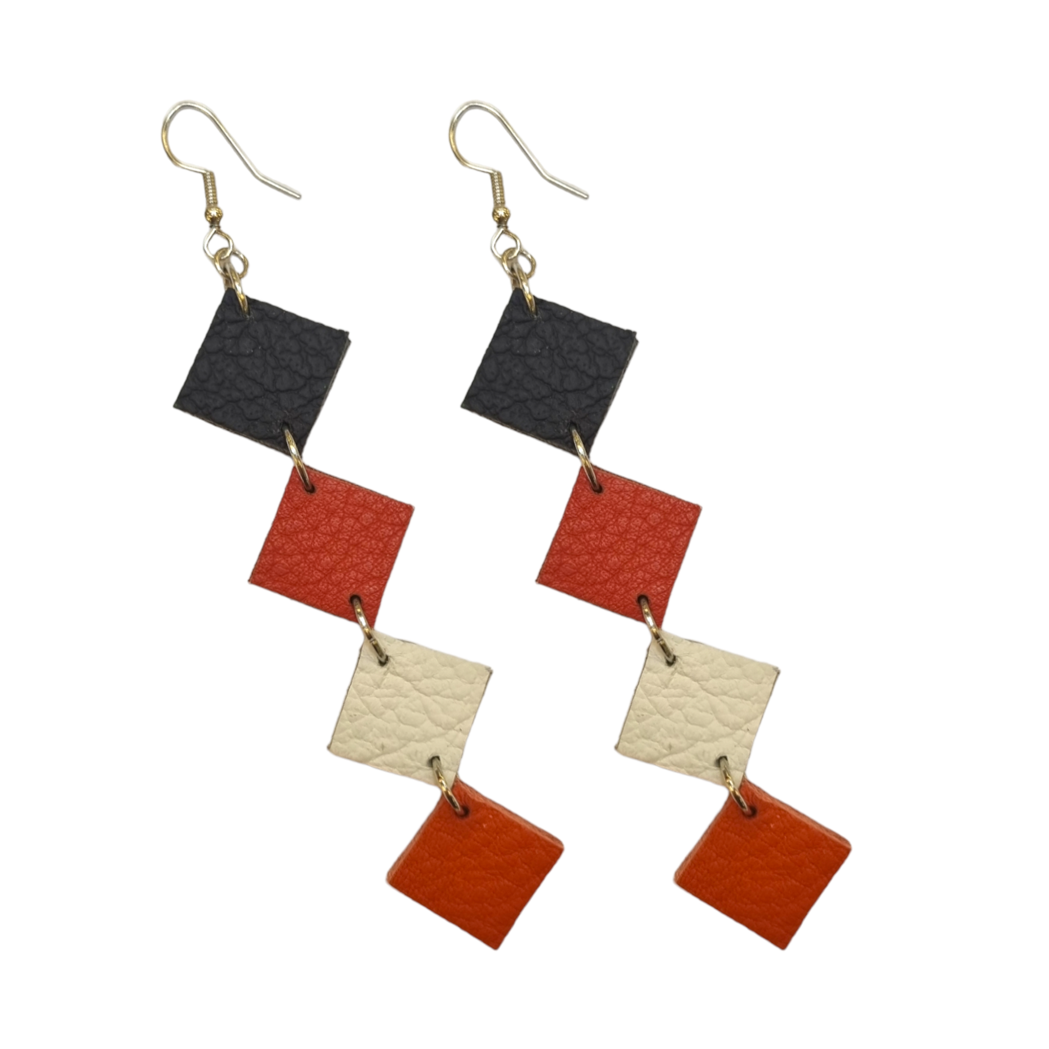 Earrings Blocked Red
