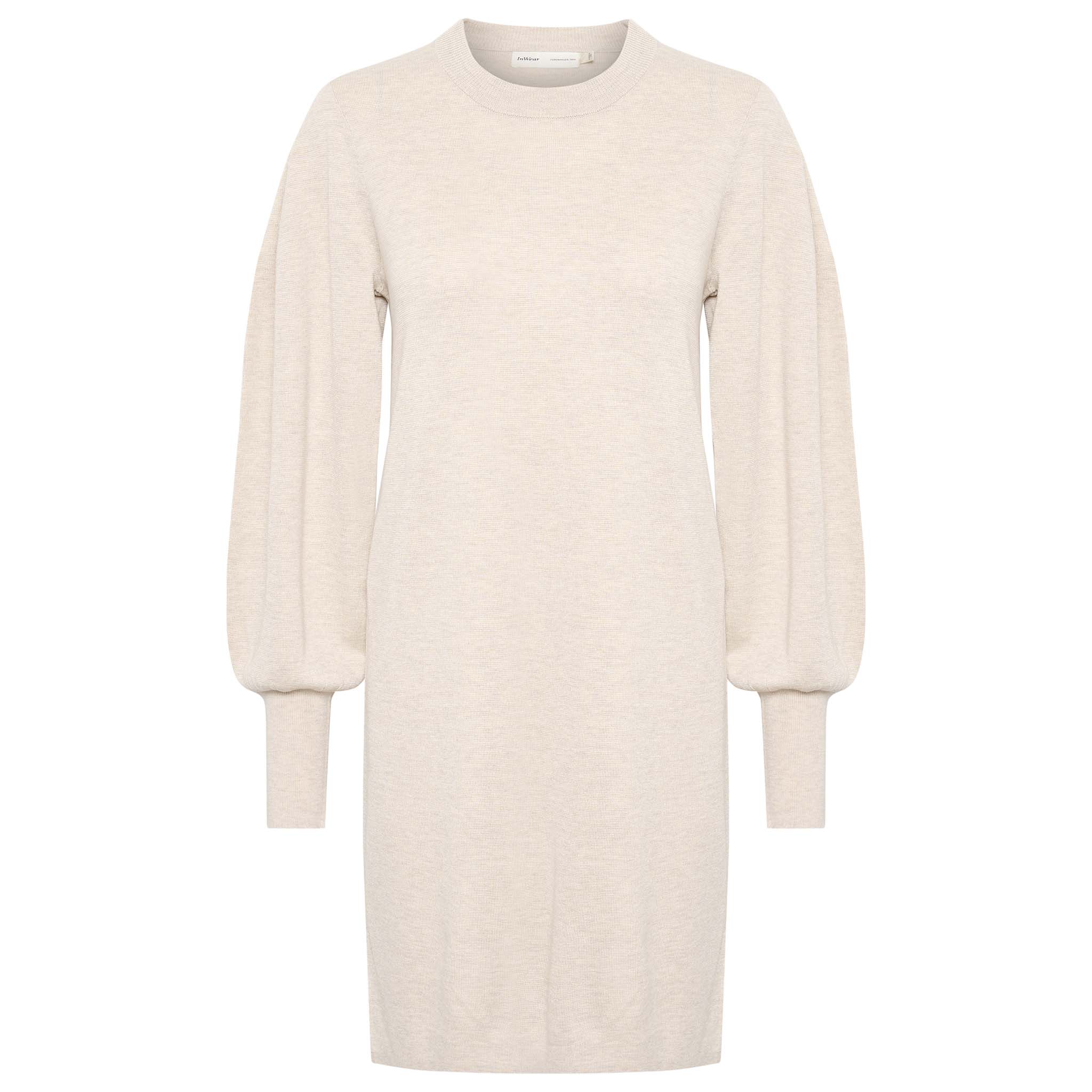In Wear, beige, pitkähihainen neulemekko. Etukuva.