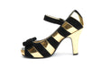 Pumps Comfy High Heels Angie Stripy Black Gold - Lola Ramona - Bombus