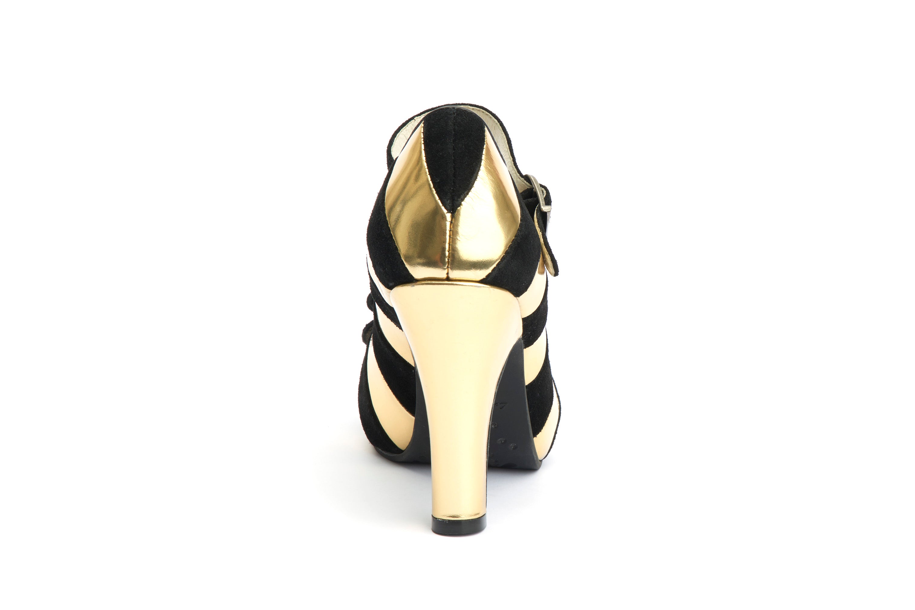 Pumps Comfy High Heels Angie Stripy Black Gold - Lola Ramona - Bombus