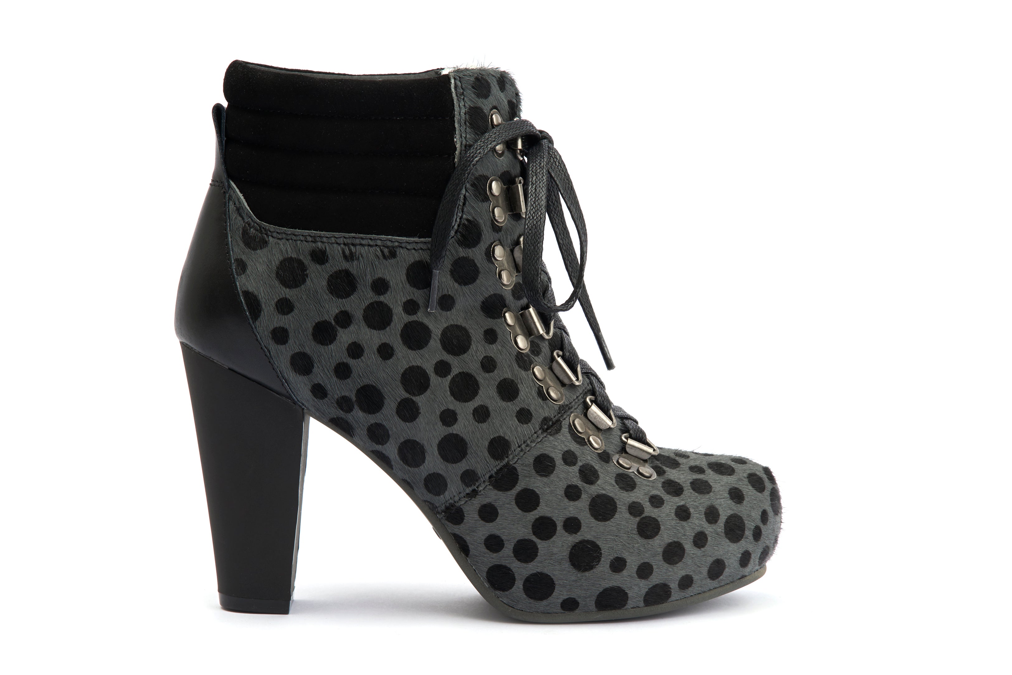 Ankle Boots Winter Platform Block Heels Angie P Hairy - Lola Ramona - Bombus