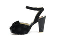 Sandals Platform Block High Heels Angie P Velvet Black - Lola Ramona - Bombus