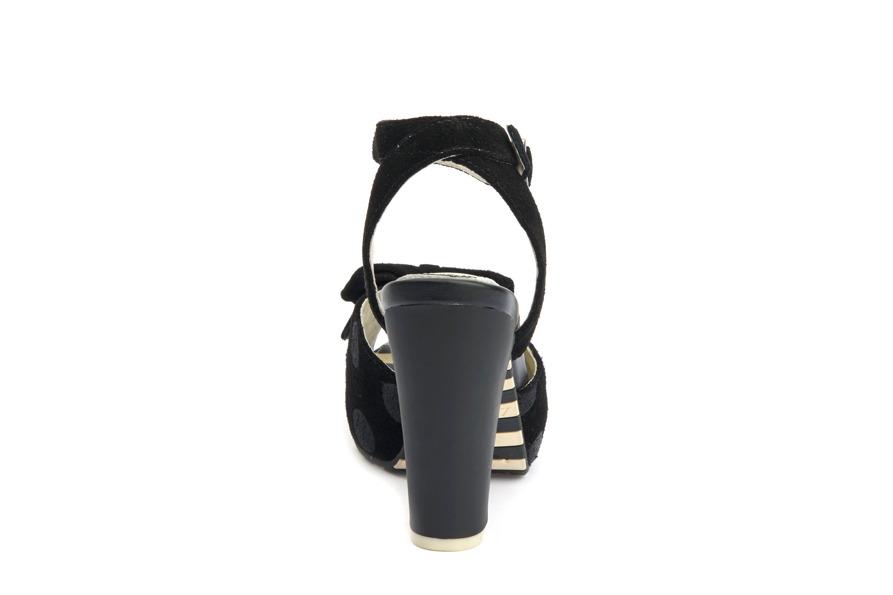 Sandals Platform Block High Heels Angie P Velvet Black - Lola Ramona - Bombus