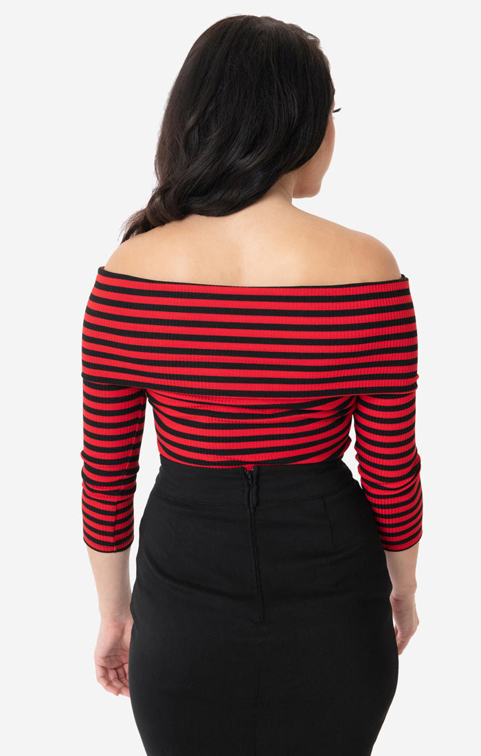 Pusero, Nina Top Red&Black Stripe