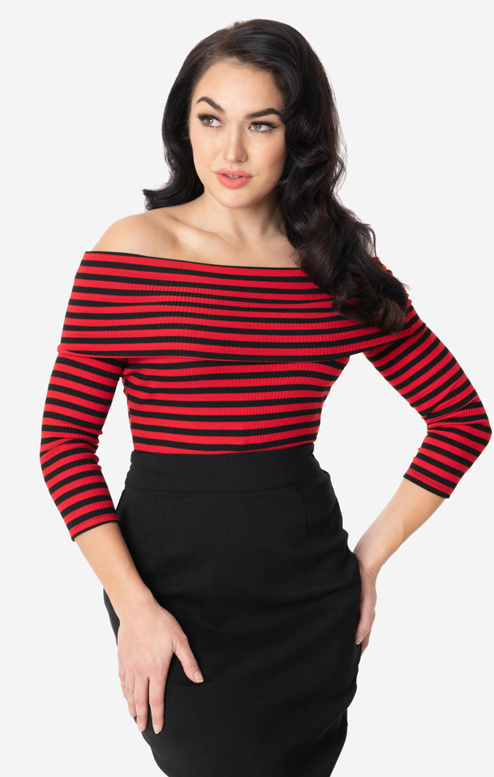 Pusero, Nina Top Red&Black Stripe