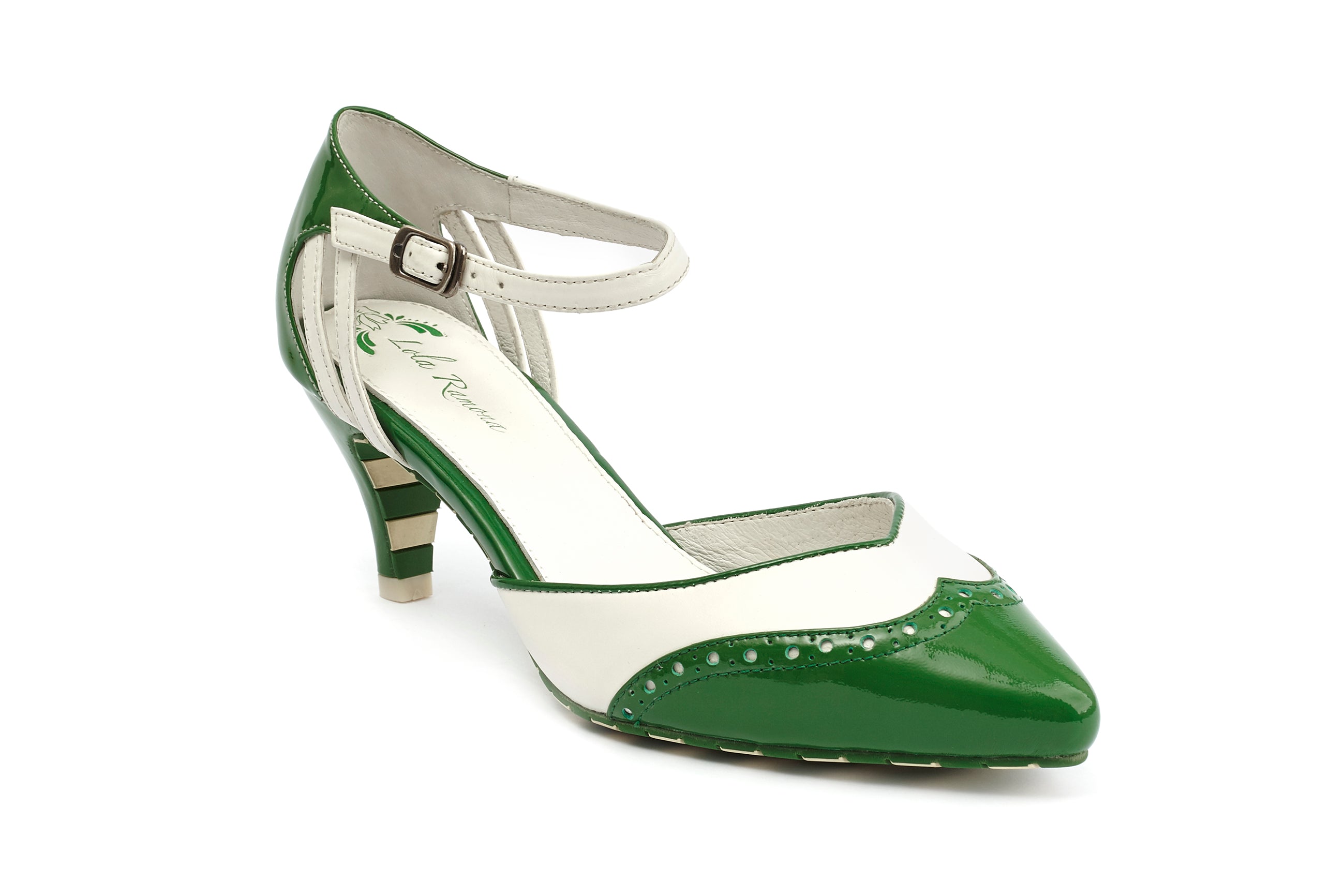 Pumps Pointed Toe Kitten Cream Green - Lola Ramona - Bombus