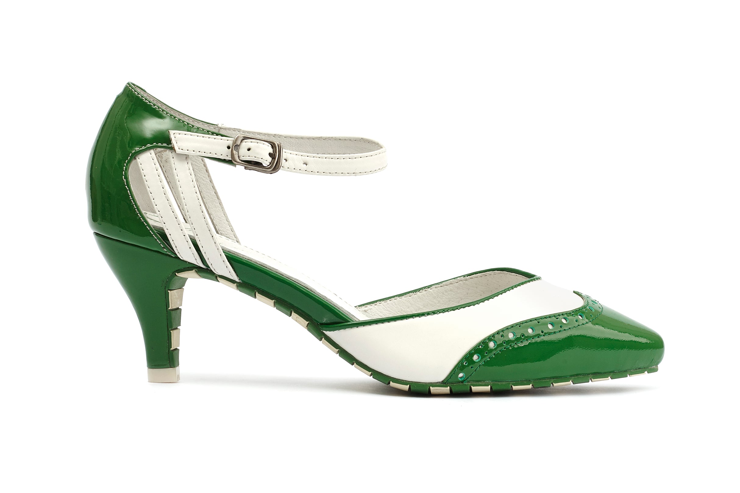 Pumps Pointed Toe Kitten Cream Green - Lola Ramona - Bombus