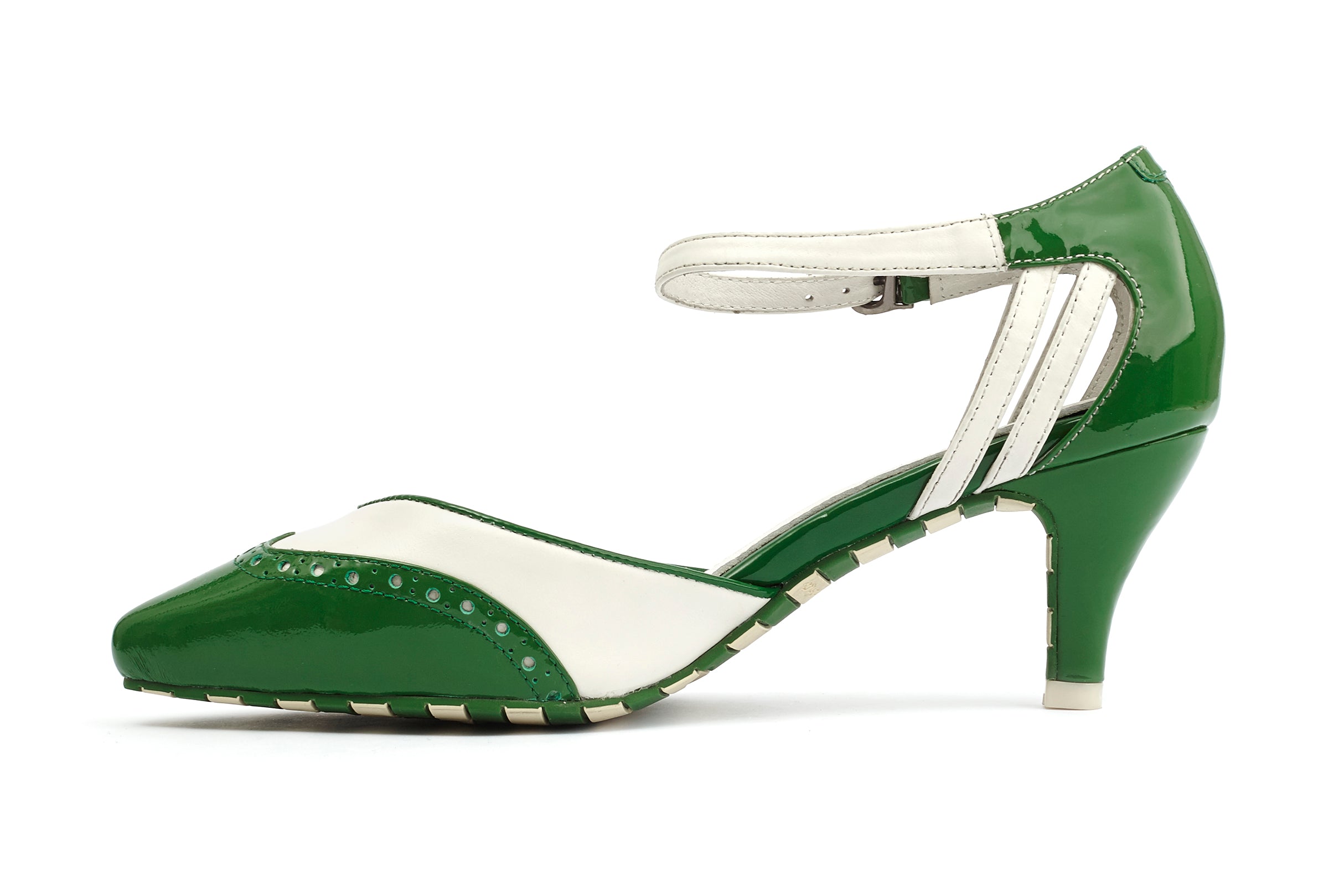 Pumps Pointed Toe Kitten Cream Green - Lola Ramona - Bombus