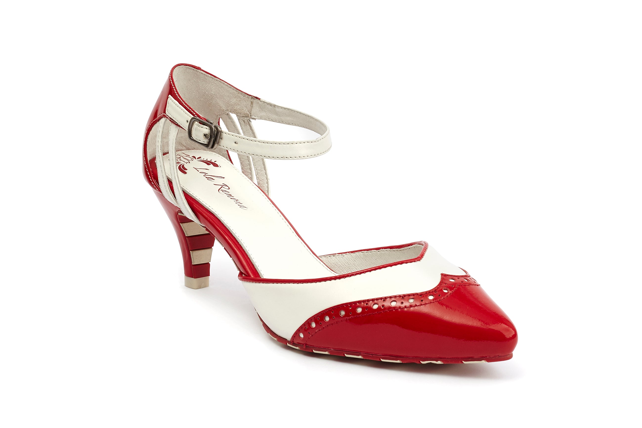 Pumps Pointed Toe Kitten Cream Red - Lola Ramona - Bombus