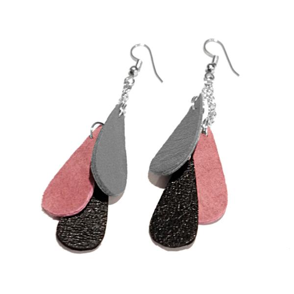 Earrings Rainy Drops Pink - RokrokInc. - Bombus