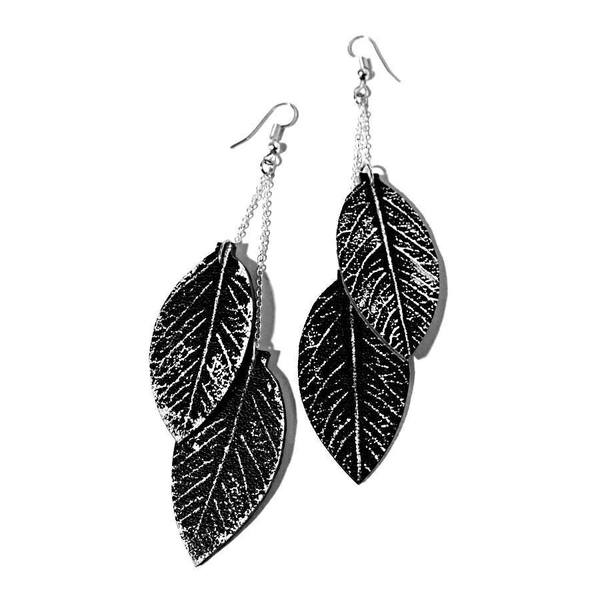 Earrings Double Rose Garden Black - RokrokInc. - Bombus