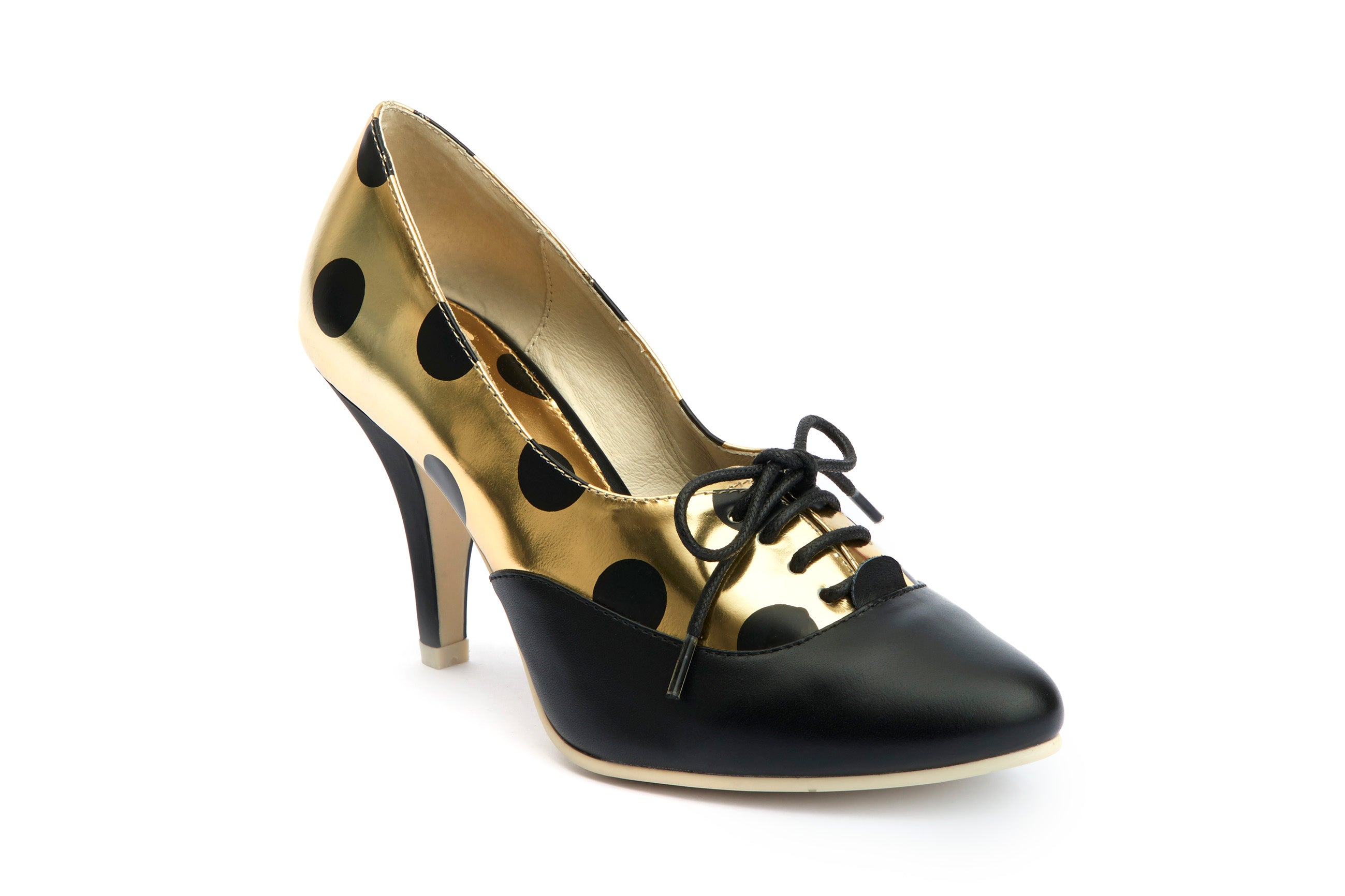Pumps High Heels Stiletto Dots Gold - Lola Ramona - Bombus