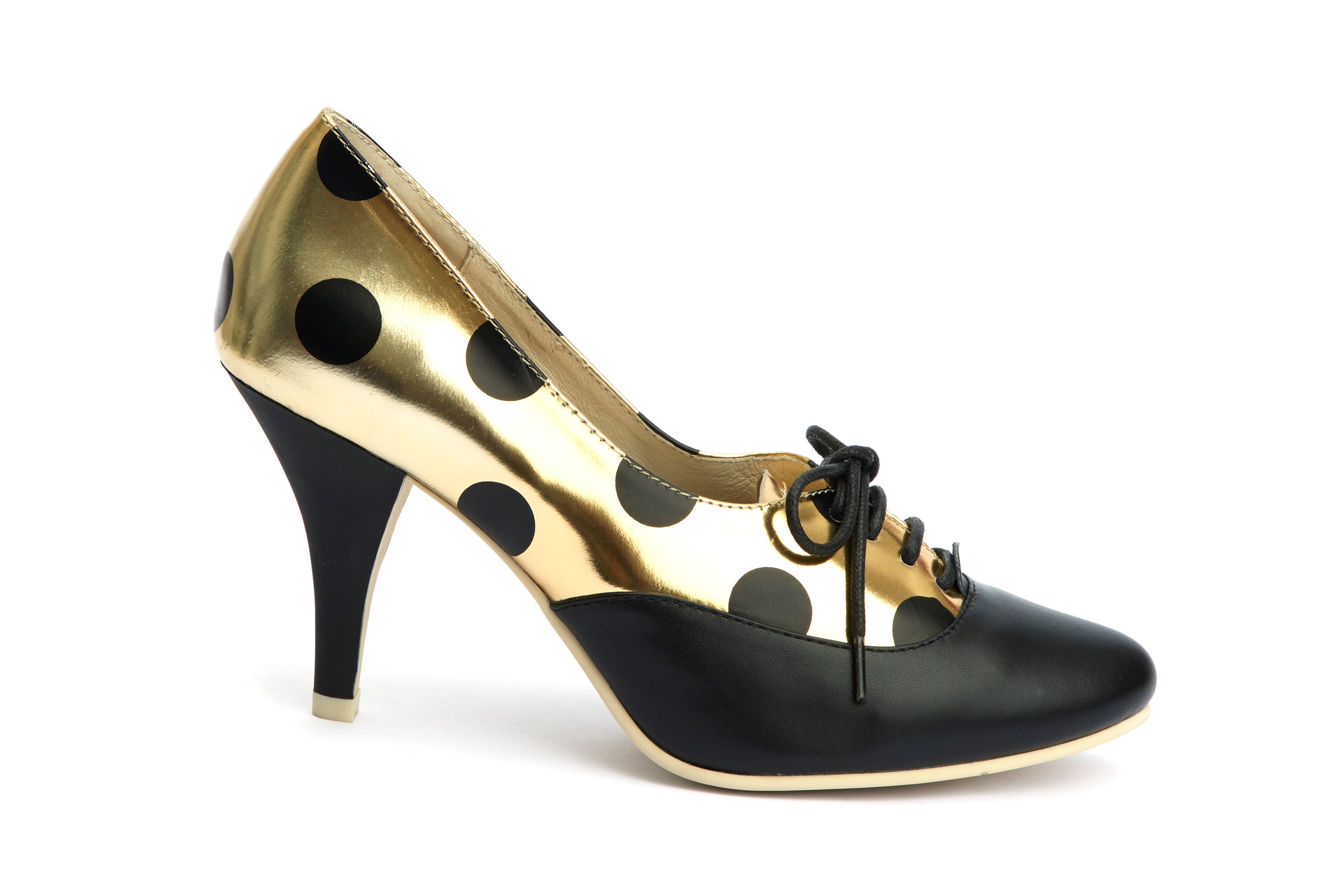Pumps High Heels Stiletto Dots Gold - Lola Ramona - Bombus
